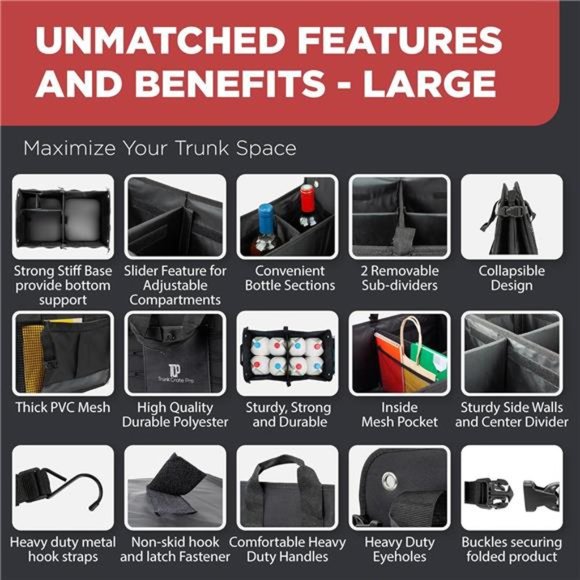 Trunk Organizer For Car, Suv, Truck | Premium Adjustable Multi Compartments - Picture 4 of 7